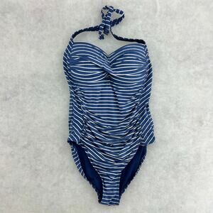 Niptuck Swim US 6 Blue White Striped Convertible One Piece Swimsuit Swimwear